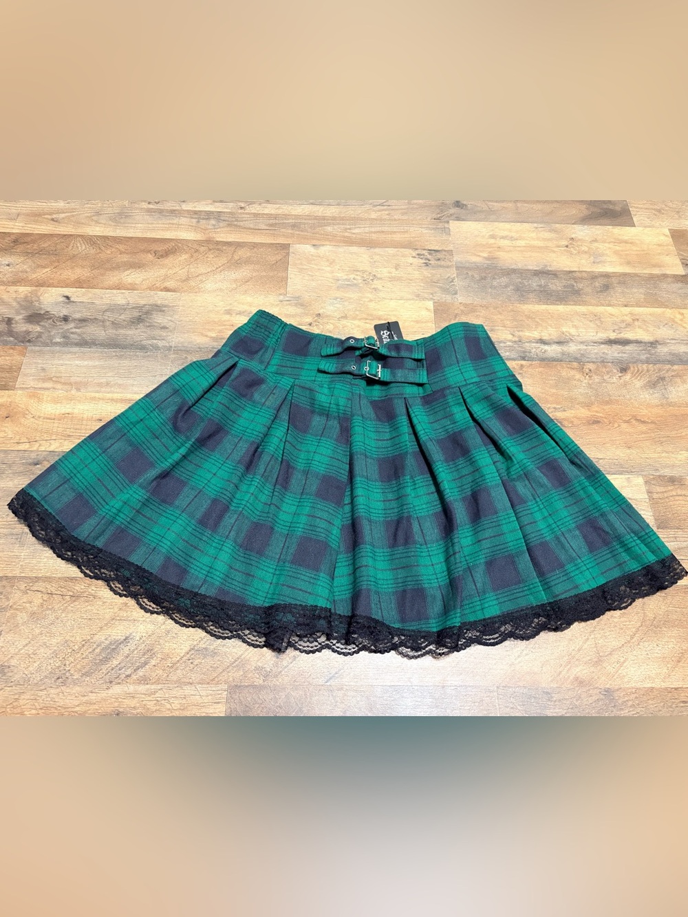 Scarlet Darkness Women’s 2XL Green Plaid Pleated Gothic Skirt NWT